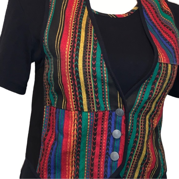 Vintage Aqua Blue 2Pcs Shirt/ Vest Set, Size M-L - Picture 6 of 16